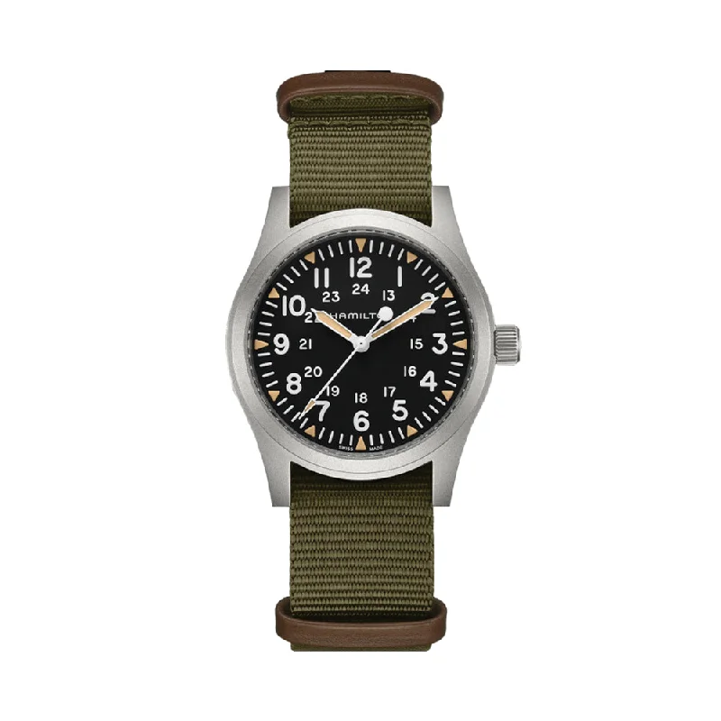 men's digital watches with day-night style design -Khaki Field Mechanical 42mm - Black on Strap