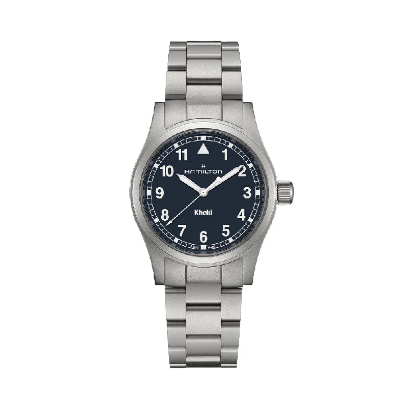 minimalist dial dress watches-Khaki Field Quartz 38mm - Blue on Bracelet