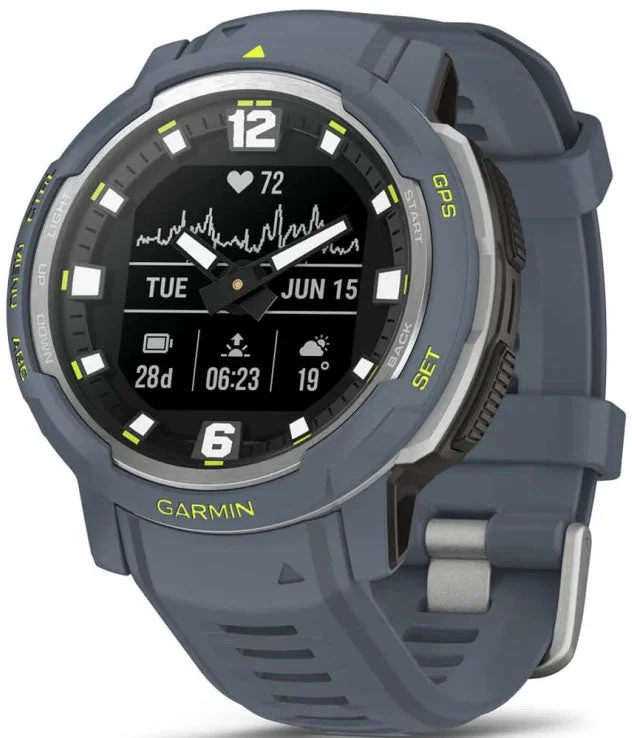 Mens Smart Watches Customizable Watch Faces-Garmin Instinct Crossover Standard Edition Blue Granite