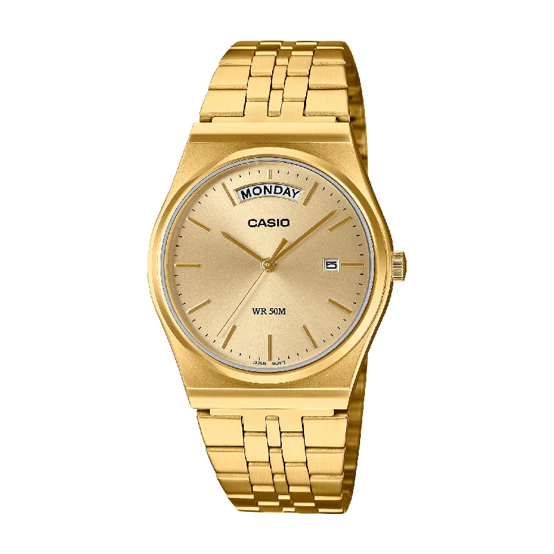 men's Cartier day-night design watches -CASIO GENERAL MTP-B146G-9AVDF STANDARD DIGITAL GOLD MEN WATCH