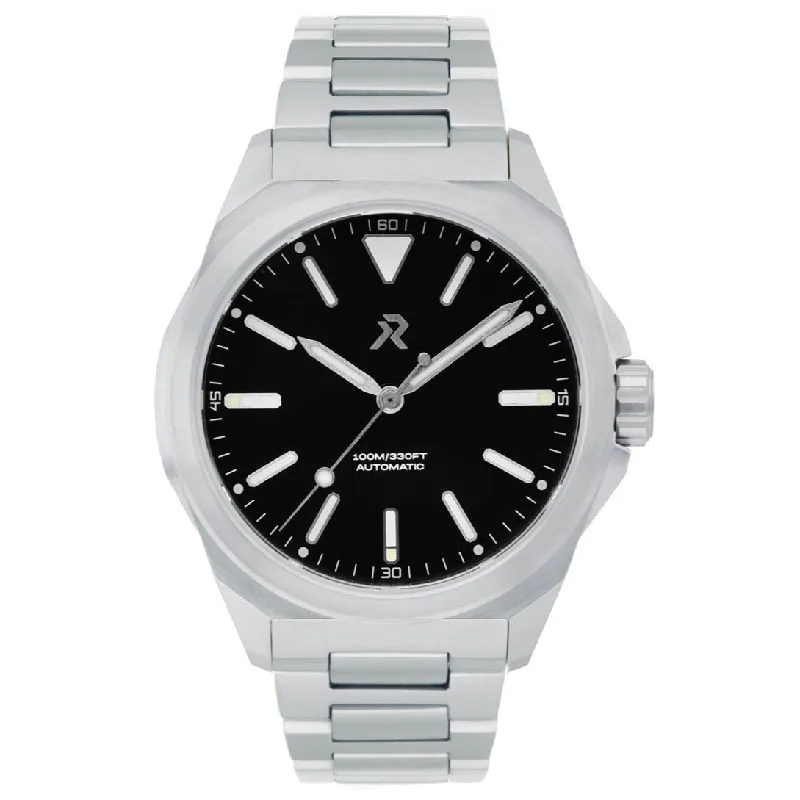 men's field watches for boating -RZE Resolute Pro Automatic Jet Black Enamel