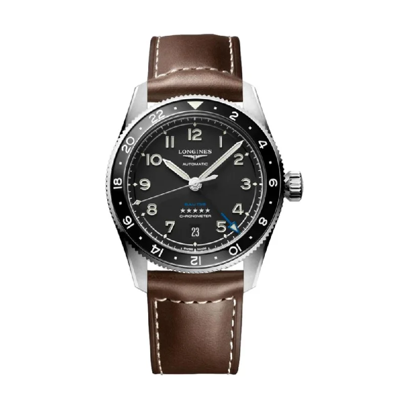men's chronograph watches for formal events -Spirit Zulu Time 39mm Black on Leather Strap men's chronograph watches for formal events -Spirit Zulu Time 39mm Black on Leather Strap