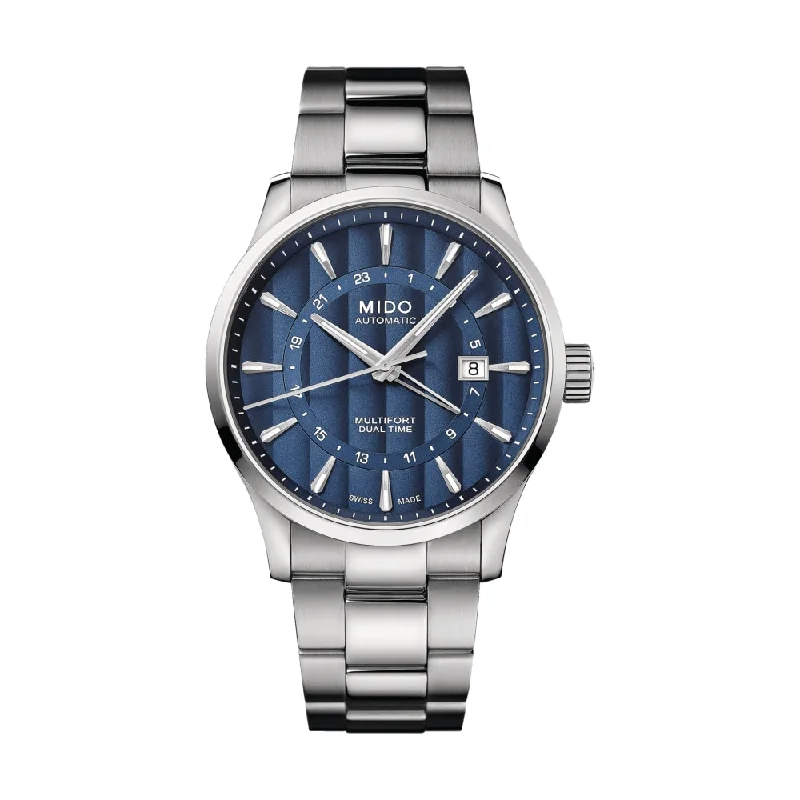 men's field watches with high contrast dials -Multifort Dual Time Blue
