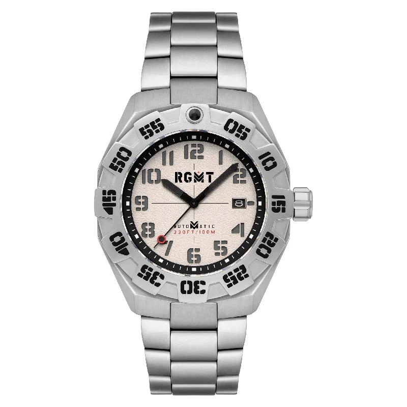 men's field watches with anti-reflective style design -RGMT Field Master Automatic Milky White men's field watches with anti-reflective style design -RGMT Field Master Automatic Milky White