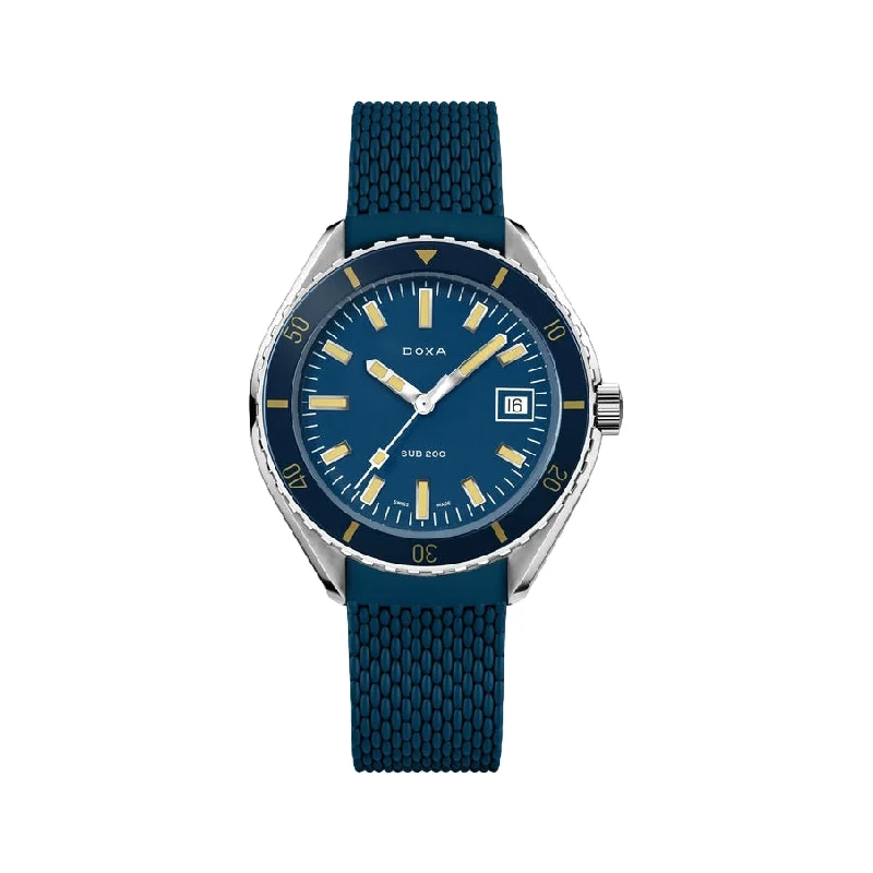 men's dive watches for water sports -Sub 200 Caribbean Blue Dial on Rubber Strap, 42mm