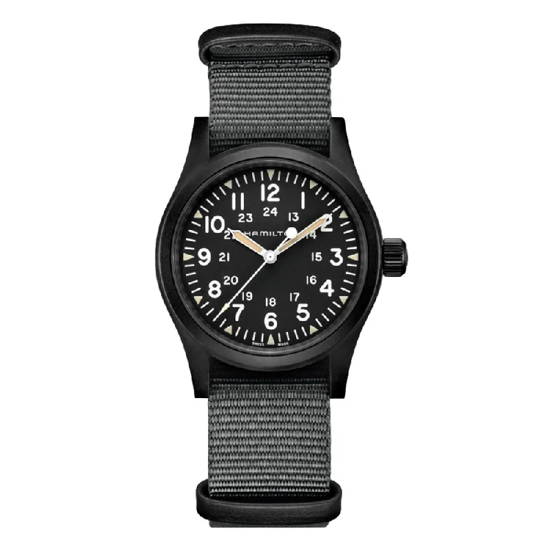 men's pilot watches with interchangeable style straps -Khaki Field Mechanical Black PVD Case men's pilot watches with interchangeable style straps -Khaki Field Mechanical Black PVD Case