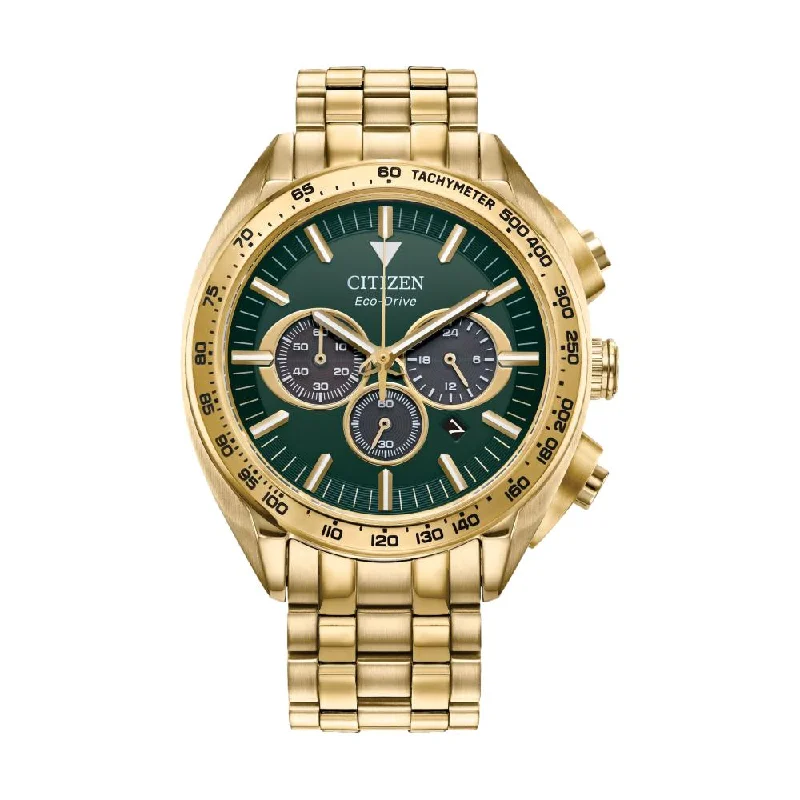 men's field watches with chronograph design -Carson Chronograph Yellow Gold-Tone Case Green Dial
