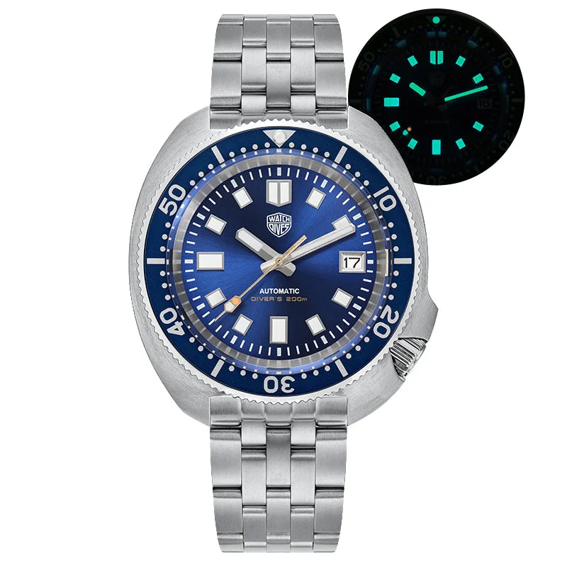 blue aluminum bezel - 5link bracelet