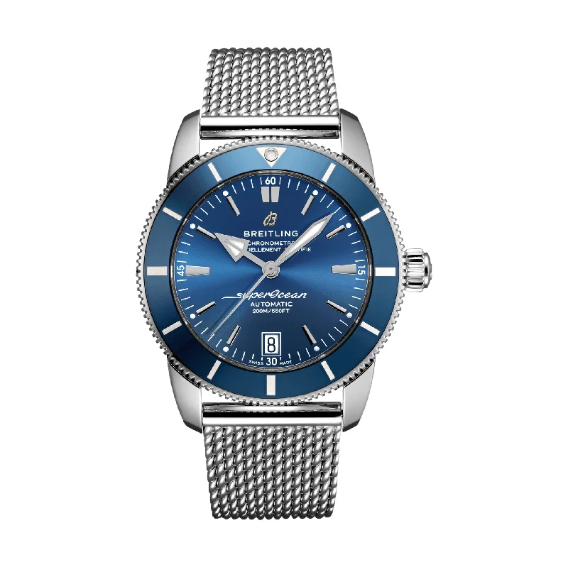 men's digital watches with glow-in-the-dark display function -Superocean Heritage B20 Automatic 42mm Stainless Steel - Blue