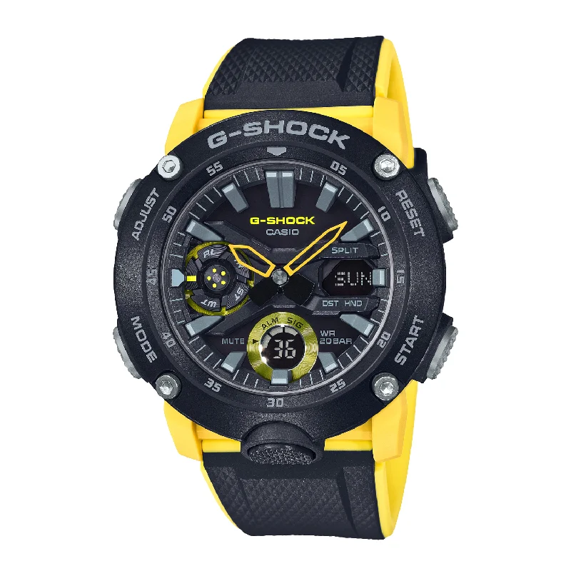 men's digital watches with LED light display -CASIO G-SHOCK GA-2000-1A9DR STANDARD ANALOG-DIGITAL YELLOW BLACK WATCH men's digital watches with LED light display -CASIO G-SHOCK GA-2000-1A9DR STANDARD ANALOG-DIGITAL YELLOW BLACK WATCH