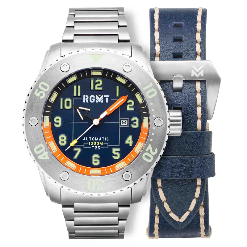 men's field watches with NATO style straps -RGMT All-Brite Tritium Automatic Denim Blue