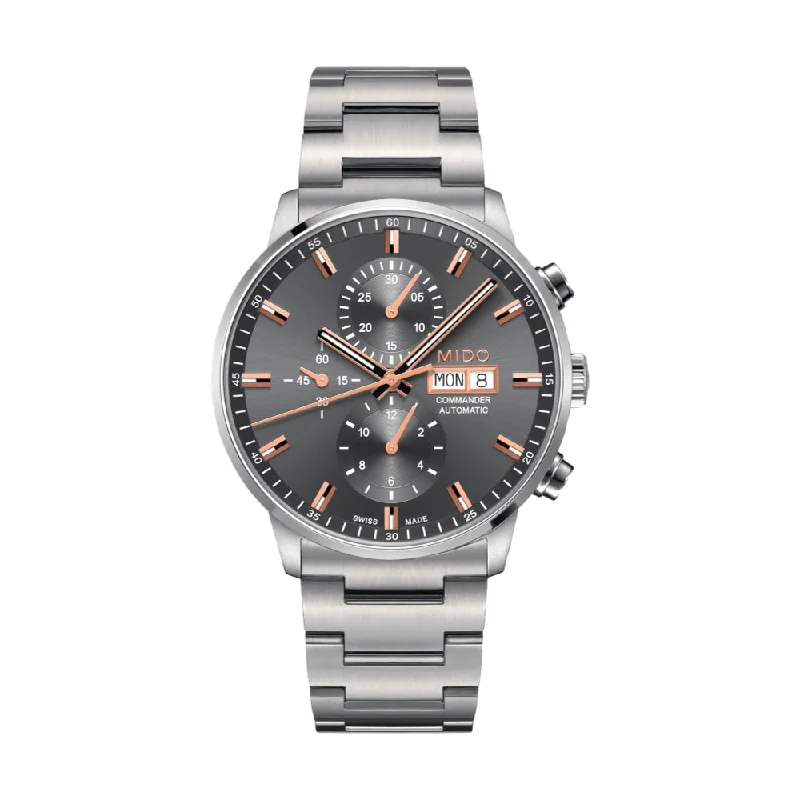 men's pilot watches with polyurethane straps -Commander II Chronograph Anthracite