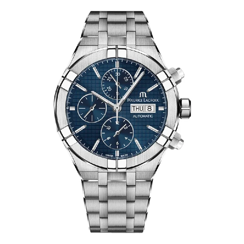 men's field watches with C3 SuperLuminova style design -AIKON Automatic Chronograph Blue