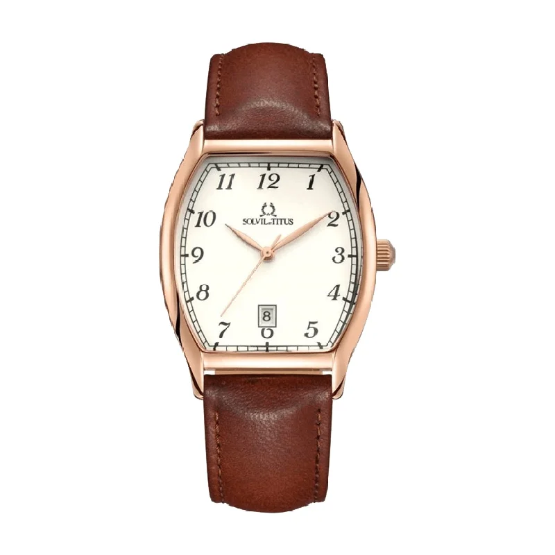 men's digital watches for cycling -SOLVIL ET TITUS BARISTA W06-02824-007 3 HANDS DATE QUARTZ MEN WATCH