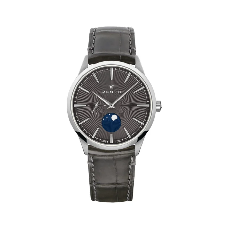 men's mechanical dive watches -Elite Moonphase  40.5 mm - Grey On Strap