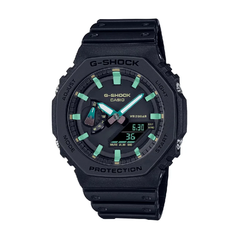 men's digital watches with glow-in-the-dark style design -CASIO G-SHOCK GA-2100RC-1ADR ANALOG-DIGITAL BLACK WATCH