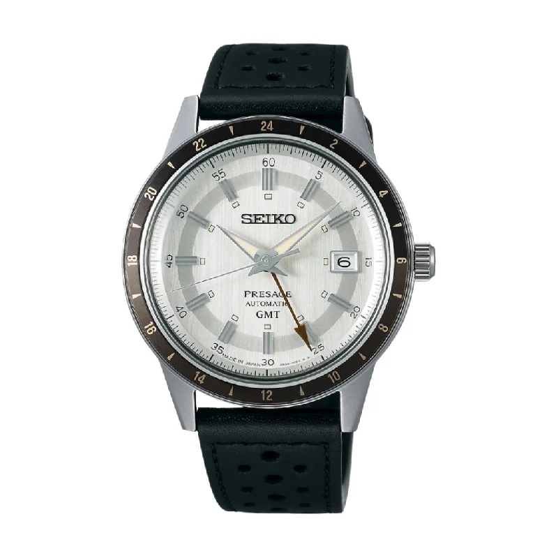men's Seiko Prospex watches -SEIKO PRESAGE SSK011J1 STONE STYLE 60S ROAD TRIP GMT AUTOMATIC MEN WATCH