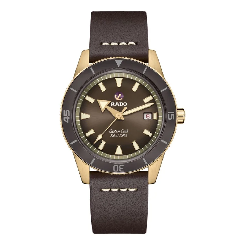 men's field watches with logo engraving style design -Captain Cook Automatic Bronze Brown Dial