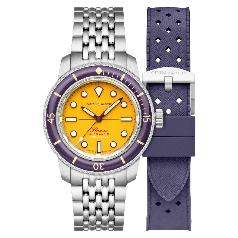 men's skeletonized watches for watch collectors -Spinnaker Fleuss 40 Automatic 145th Limited Edition Mustard Yellow