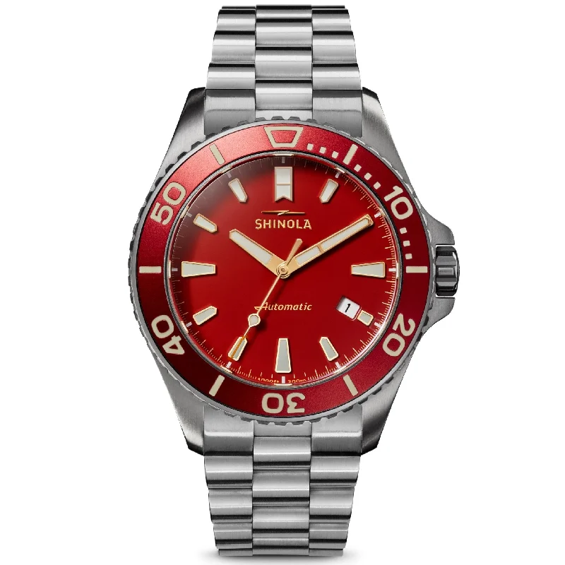 men's skeletonized watch brands -Shinola Lava Lake Monster 43mm Automatic Titanium Red men's skeletonized watch brands -Shinola Lava Lake Monster 43mm Automatic Titanium Red