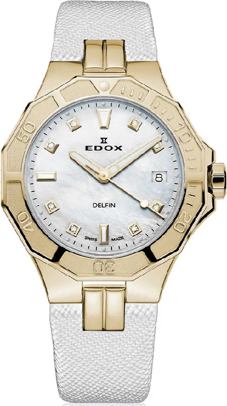 women's mechanical watches with commemorative edition design -Edox Delfin The Original Lady Quartz 3 Hands