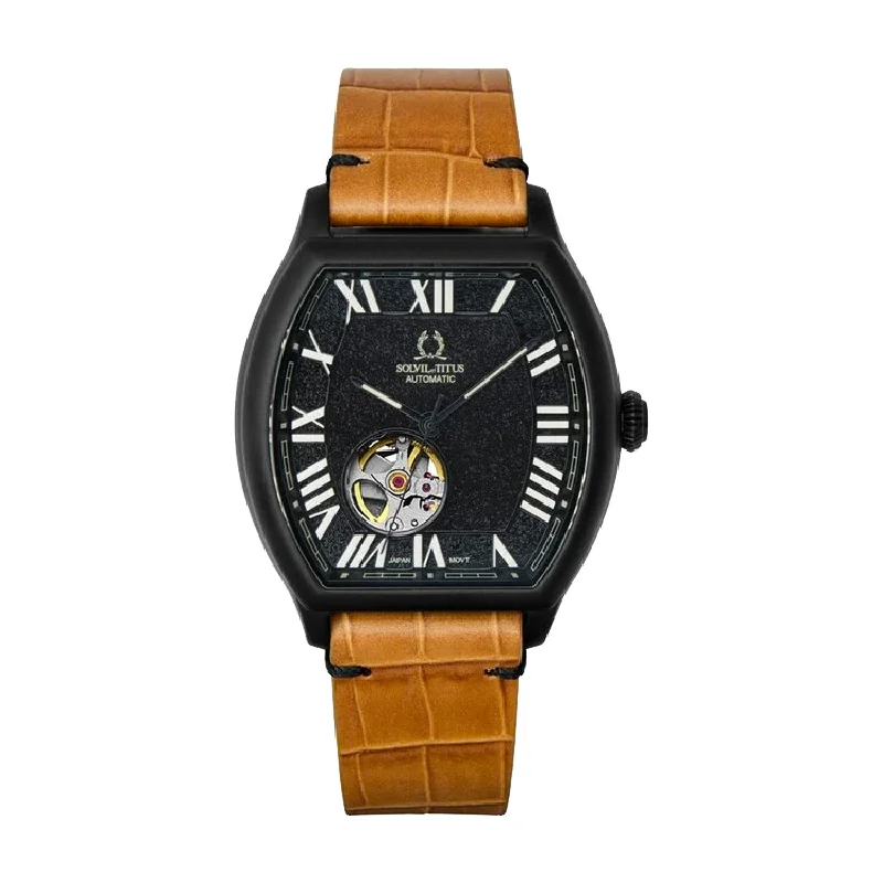 men's mechanical watches with domed design -SOLVIL ET TITUS BARRIQUE W06-03268-005 3 HANDS MECHANICAL MEN WATCH