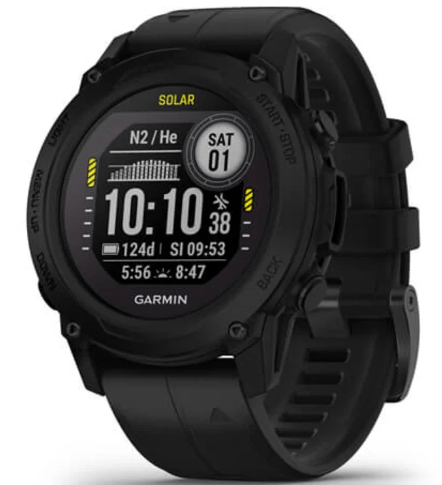 Mens Smart Watches Dual Time Zone-Garmin Descent G1 Solar Black D