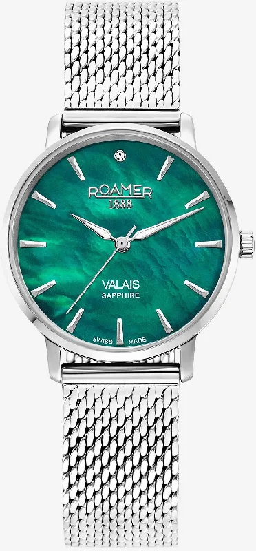 women's mechanical watches with tide display function -Roamer Valais Green Ladies