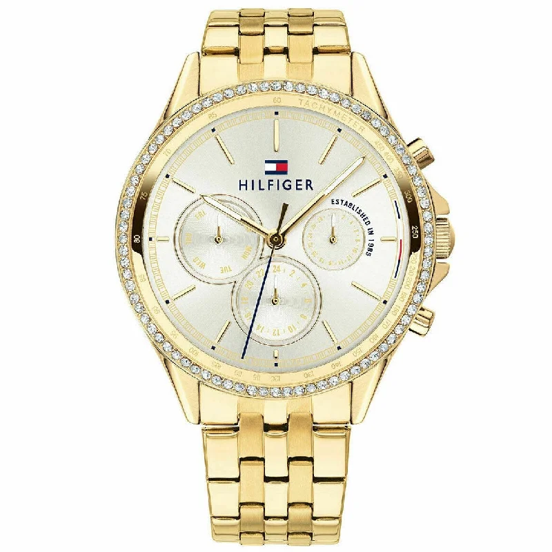 Men's French Made Design Dress Watches-Tommy Hilfiger 1781977 Ladies Gold Diamond Chronograph Watch