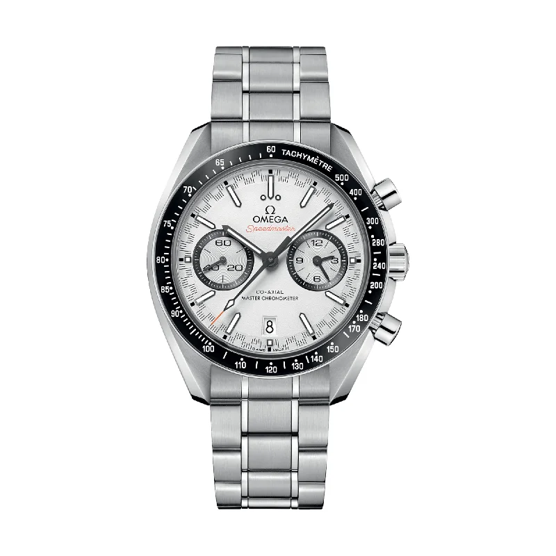 men's digital watches with hand-wound display function -Speedmaster Racing Co-Axial Master Chronometer Chronograph 44.25mm - White on Bracelet
