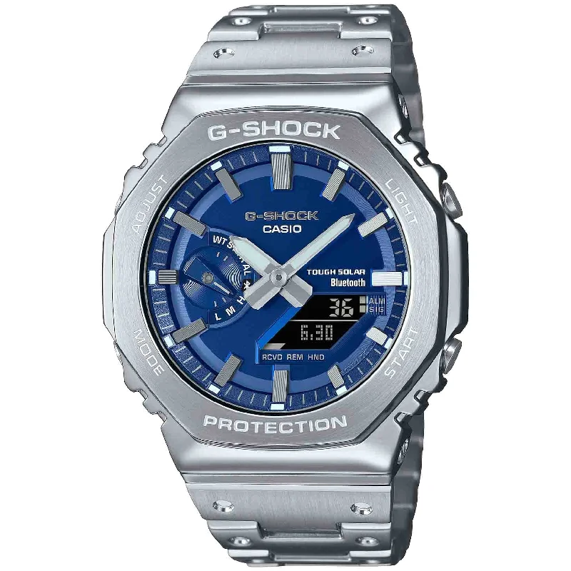 men's skeletonized watches for daily wear -G-Shock GMB2100 Full Metal Ana-Digi Blue SS