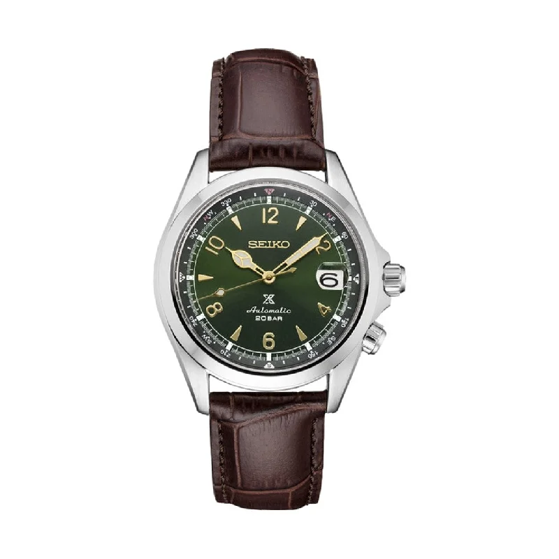 men's dive watches with sporty style -SPB121 Prospex Land 39.5mm - Green on Leather Strap