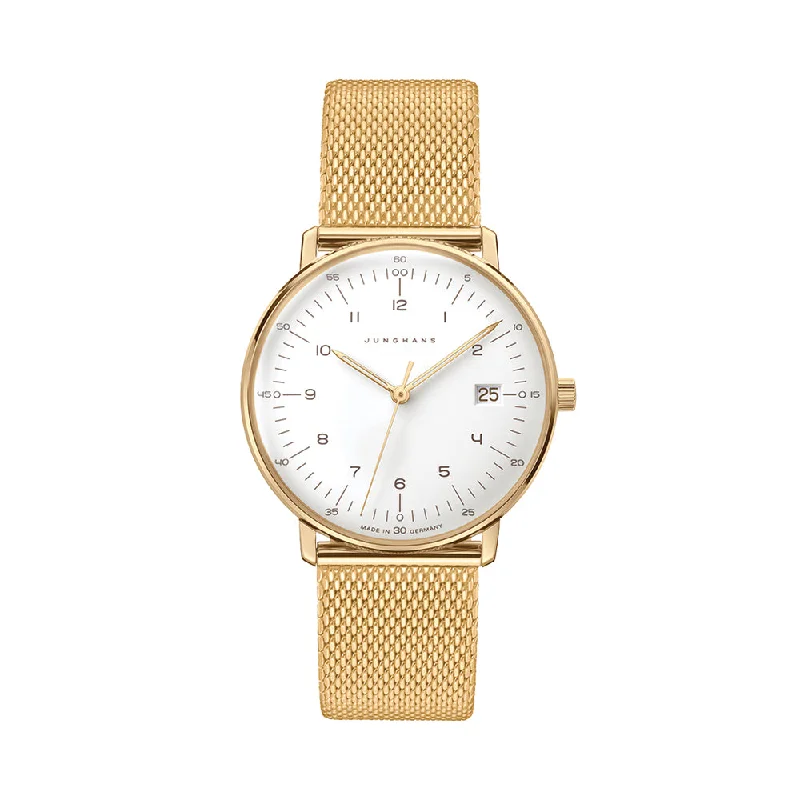 men's chronograph watches with hand-wound design -Max Bill Damen Gold-Tone 32.7mm - White on Bracelet men's chronograph watches with hand-wound design -Max Bill Damen Gold-Tone 32.7mm - White on Bracelet