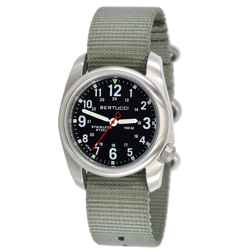 men's field watches with anniversary edition design -Bertucci A-2S Field Silver Drab Green