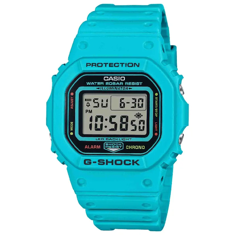 trendy men's skeletonized watches -G-Shock DW5600 Digital Energy Pack Blue