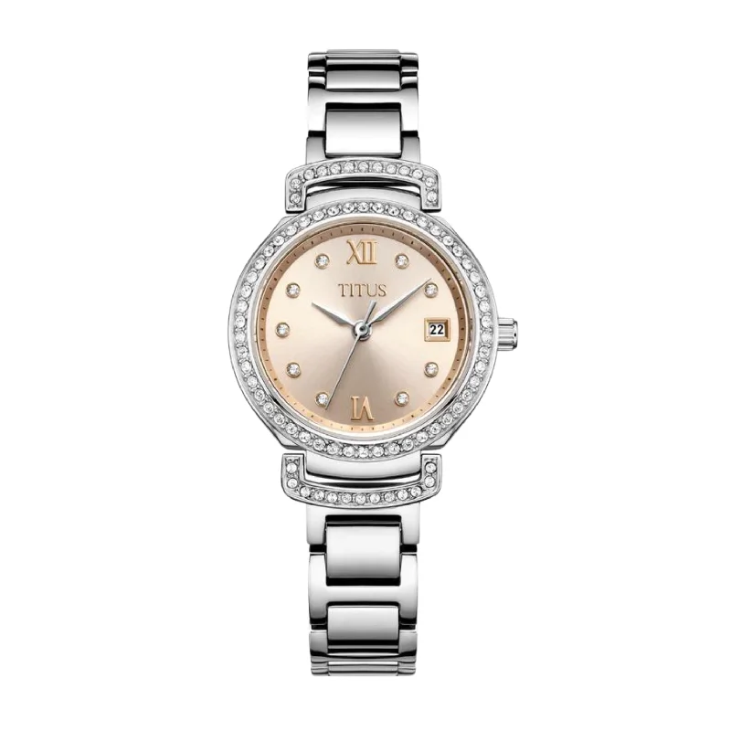 women's mechanical watches with intricate design -SOLVIL ET TITUS FAIR LADY W06-03139-011 3 HANDS DATE QUARTZ WOMEN WATCH