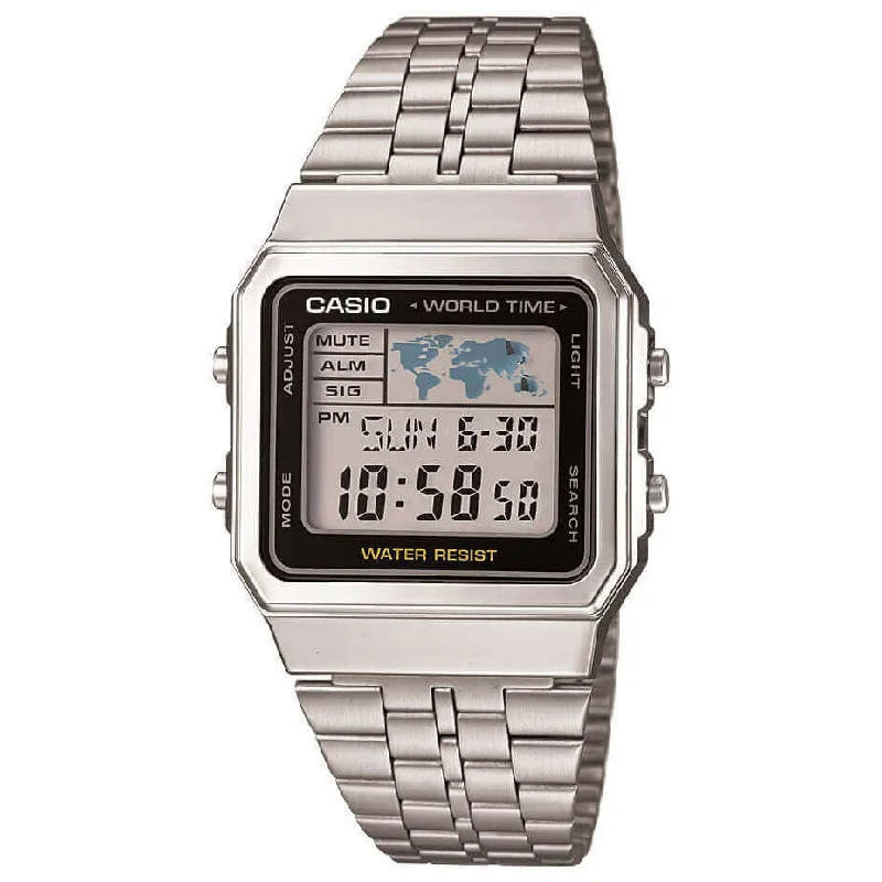 Unisex Engagement Design Watches-Casio Collection Unisex Silver Watch A500WEA-1EF