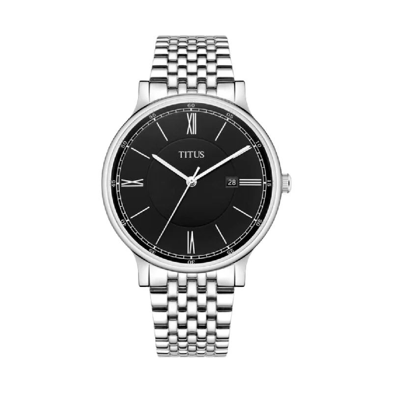 men's digital watches with world time style design -SOLVIL ET TITUS CLASSICIST W06-03044-001 3 HANDS DATE QUARTZ MEN WATCH