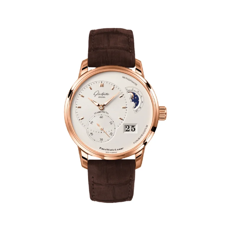 men's chronograph watches with dual time zone style design -PanoMaticLunar Ivory 40mm - Red Gold on Strap men's chronograph watches with dual time zone style design -PanoMaticLunar Ivory 40mm - Red Gold on Strap