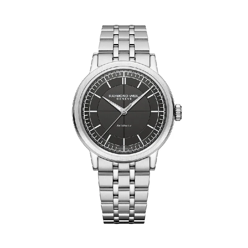 men's dive watches with concave style -Millesime Men's Automatic Sector Dial 39.5mm - Anthracite on Bracelet