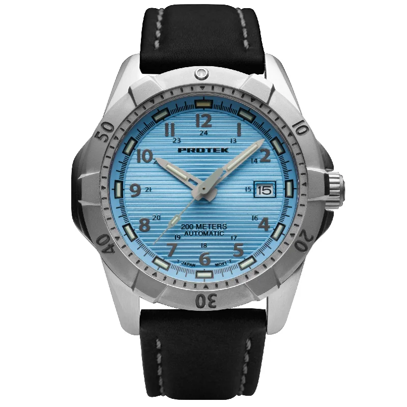 men's skeletonized watches with transparent dial -ProTek Steel Dive PT2207 Automatic Light Blue men's skeletonized watches with transparent dial -ProTek Steel Dive PT2207 Automatic Light Blue