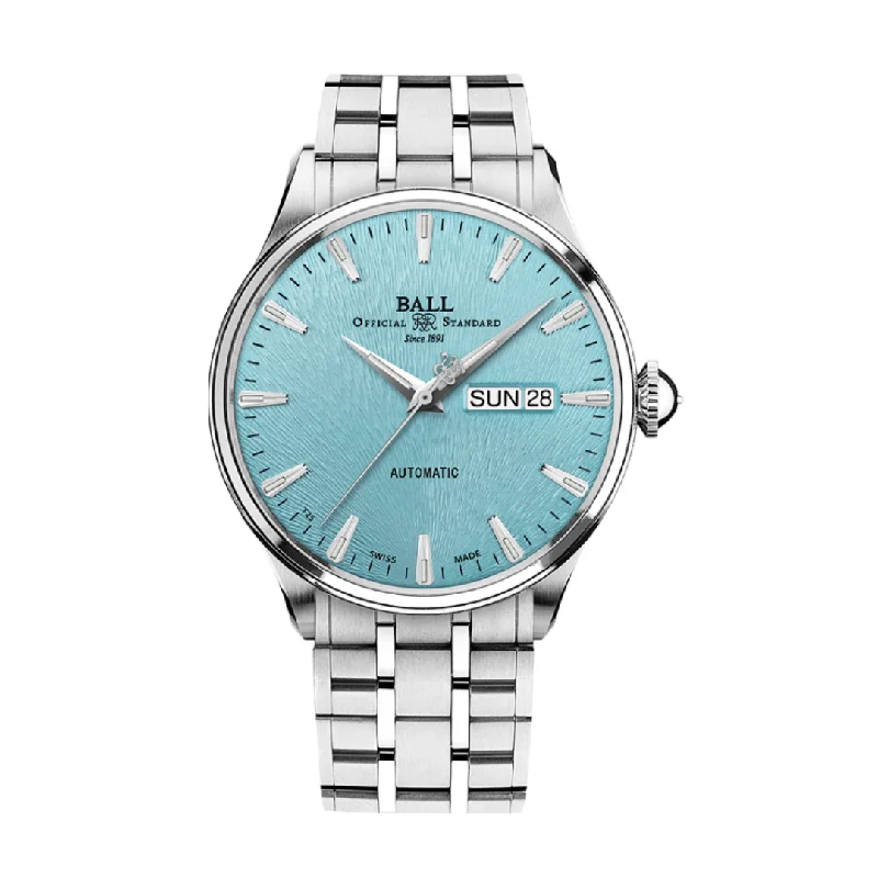 men's mechanical watches with dual time zone design -BALL TRAINMASTER NM2080D-S2J-IBE ETERNITY MEN WATCH