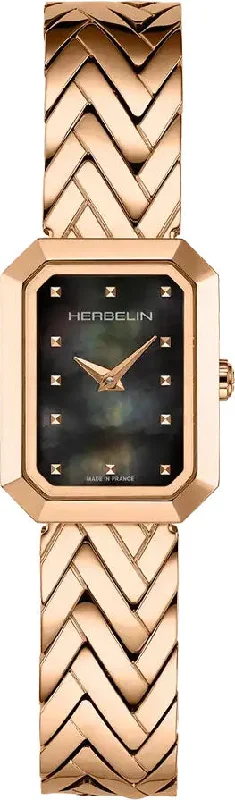 women's mechanical watches with timer display function -Herbelin Octogone Rose Gold PVD