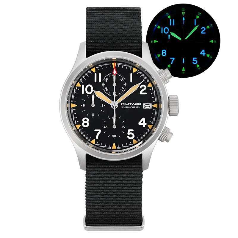 men's chronograph watches with fabric style straps for casual wear -Militado Retro VK67 Quartz Chronograph Watch - 3 Dial men's chronograph watches with fabric style straps for casual wear -Militado Retro VK67 Quartz Chronograph Watch - 3 Dial
