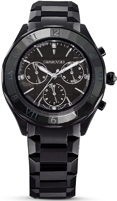 women's mechanical watches with ergonomic style design -Swarovski Dectera Black PVD Bracelet