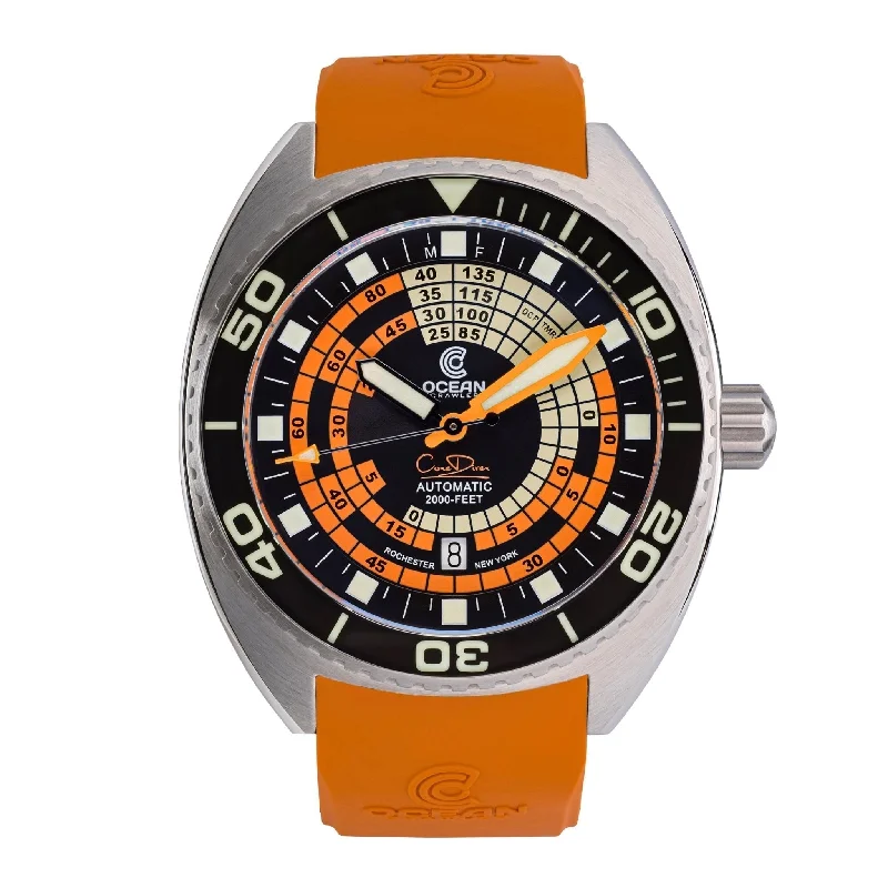 best-rated men's skeletonized watches with unique style -Ocean Crawler Decompression Timer Automatic Black Orange Limited Edition