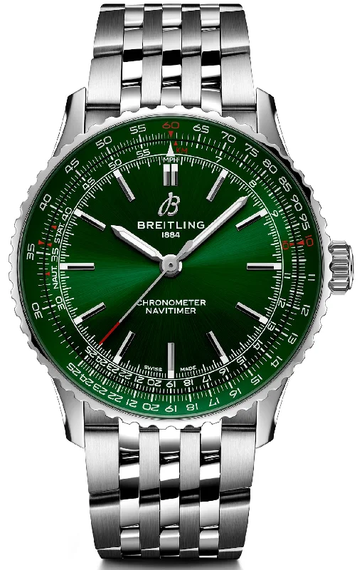 men's mechanical watches with flyback function -Breitling Navitimer Automatic 41 Green Bracelet men's mechanical watches with flyback function -Breitling Navitimer Automatic 41 Green Bracelet