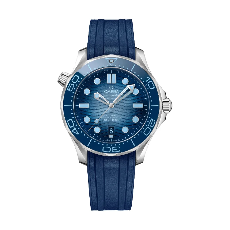 men's chronograph watches with stopwatch style design -Seamaster Diver 300M Co-Axial Master Chronometer 42 mm - Summer Blue on Strap men's chronograph watches with stopwatch style design -Seamaster Diver 300M Co-Axial Master Chronometer 42 mm - Summer Blue on Strap