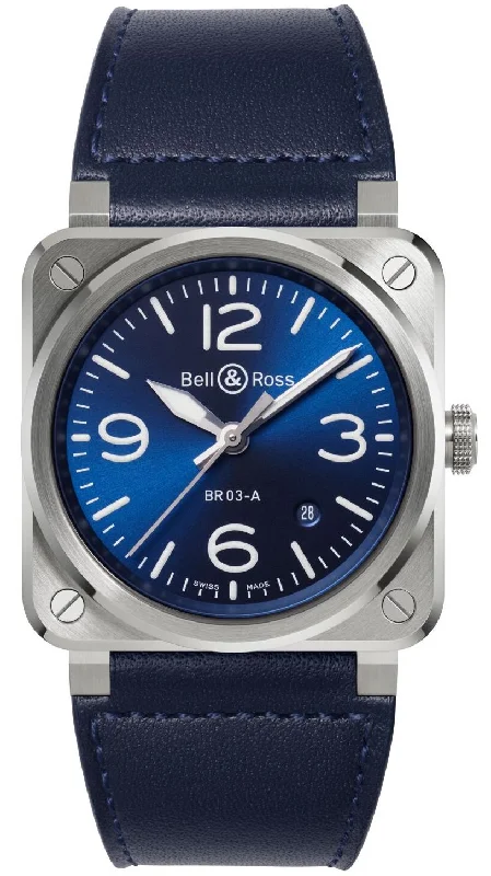 men's mechanical watches with automatic design -Bell & Ross BR 03 Auto Blue Steel