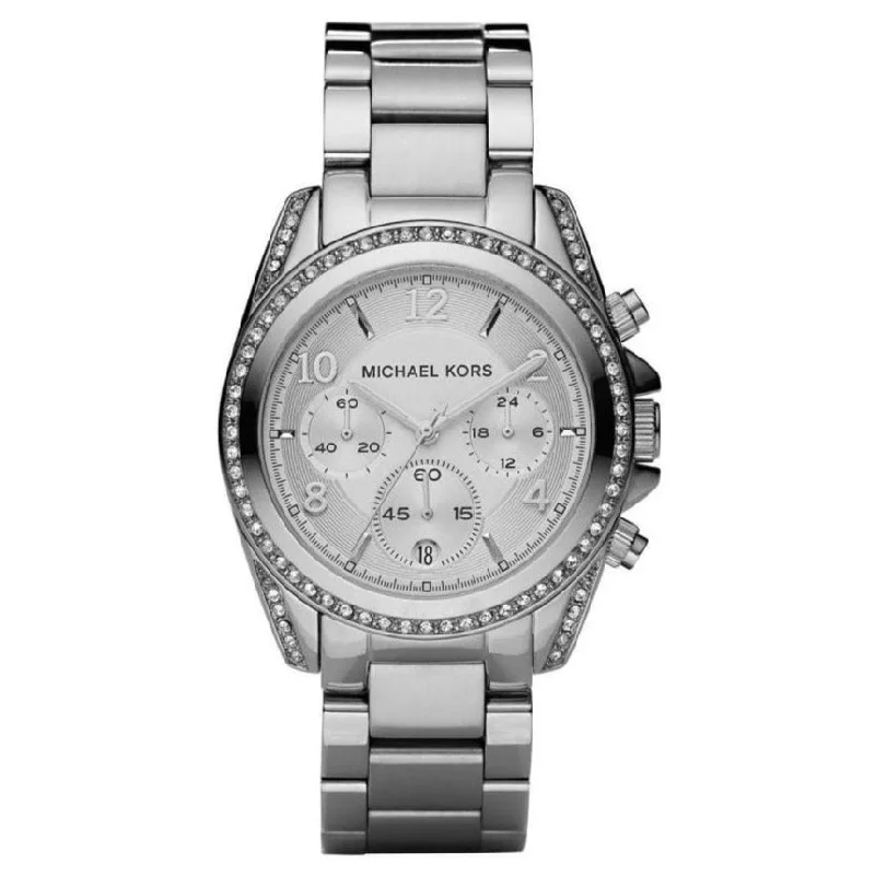 Men's White Dial Dress Watches-Michael Kors MK5165 Ladies Silver Blair Watch